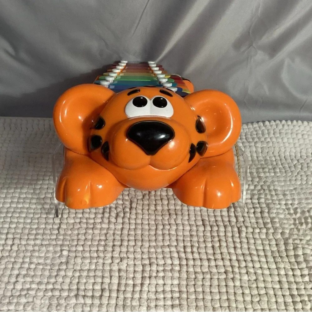 Little Tikes Orange Tiger Xylophone Piano Toy with Attached Red Sticks VGUC
